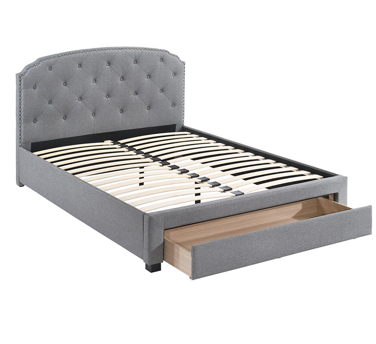 Twin Bed W/Drawer-Light Grey