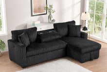 Load image into Gallery viewer, HH Aria Black Sectional With Pull-Out Bed
