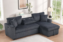 Load image into Gallery viewer, HH Aria Black Sectional With Pull-Out Bed
