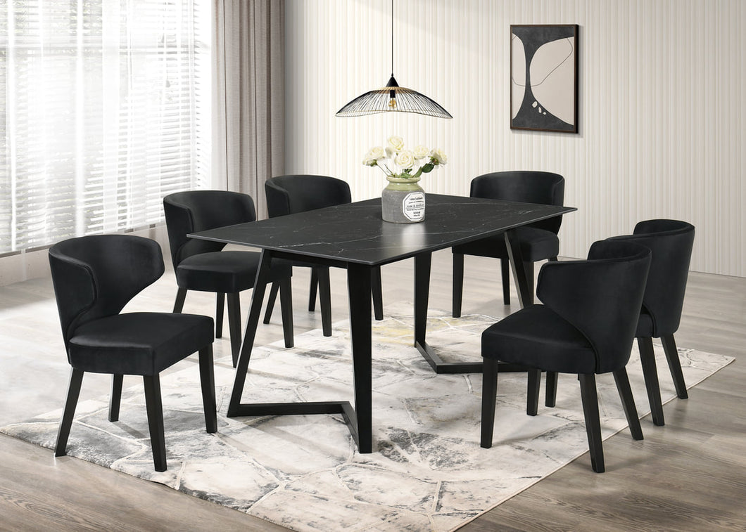 Misty Black 7pc Dining Table (3 Colors)