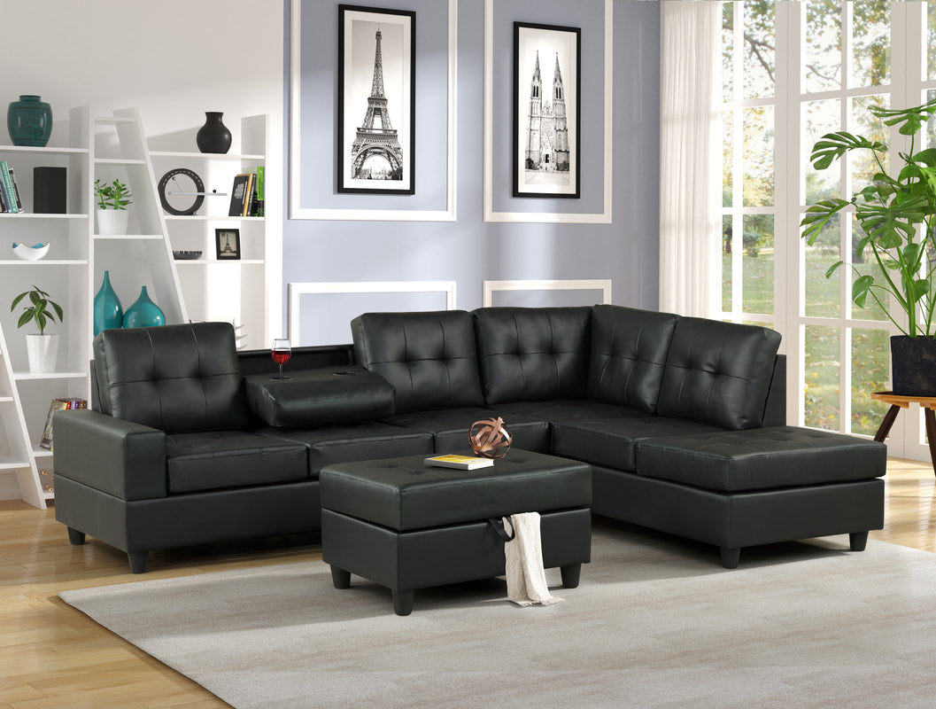 Heights Sectional PU Leather + Ottoman