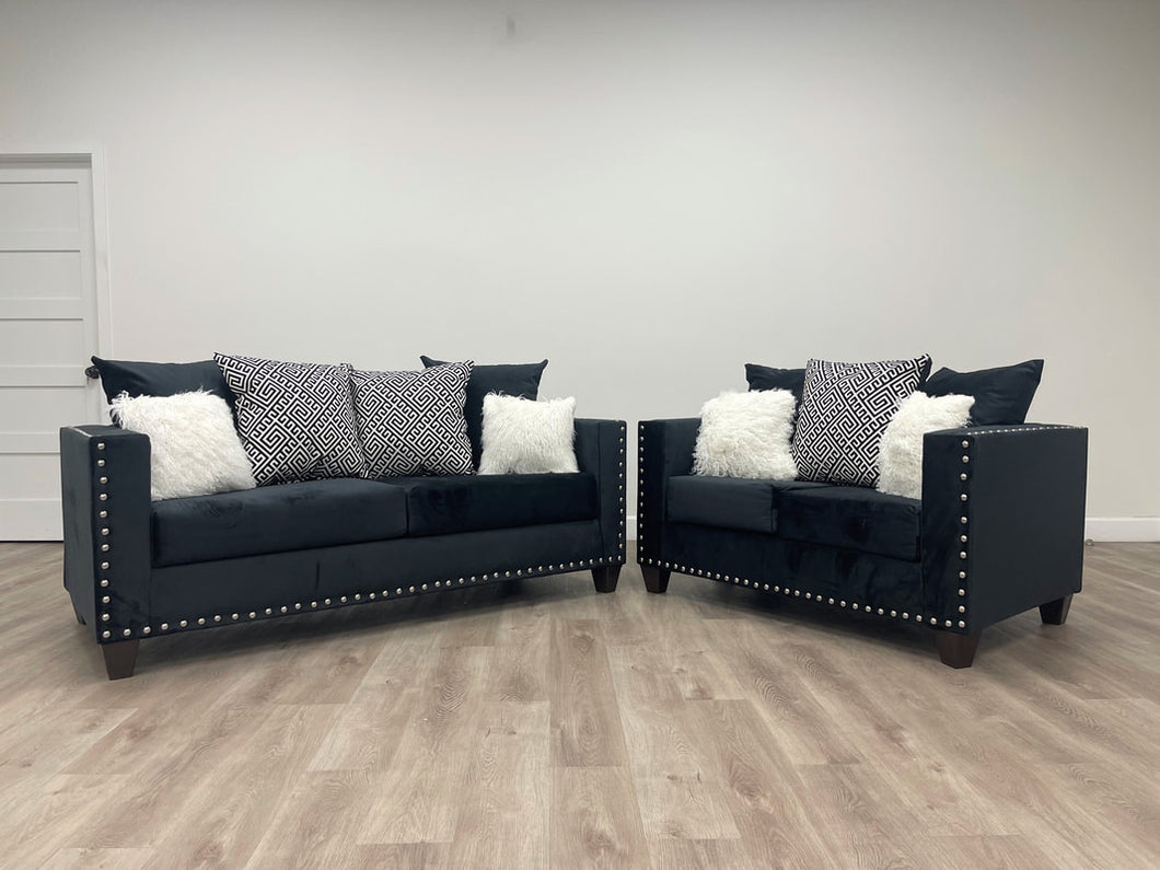 Black Velvet Sofa Loveseat